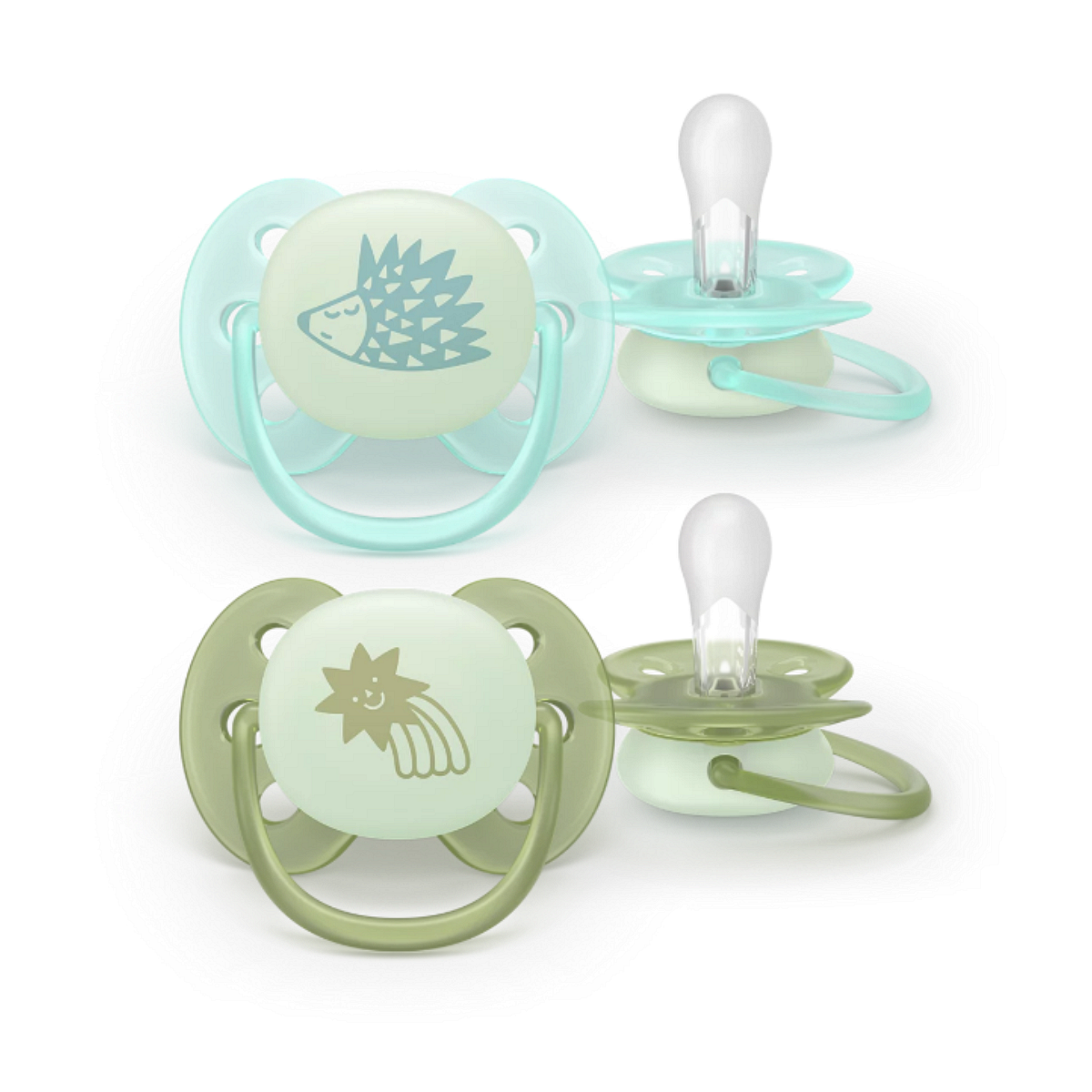 Philips Avent ЗАЛЪГАЛКИ - ULTRA SOFT NIGHT + стерил. кутия (0-6м) - таралеж/звезда - момче
