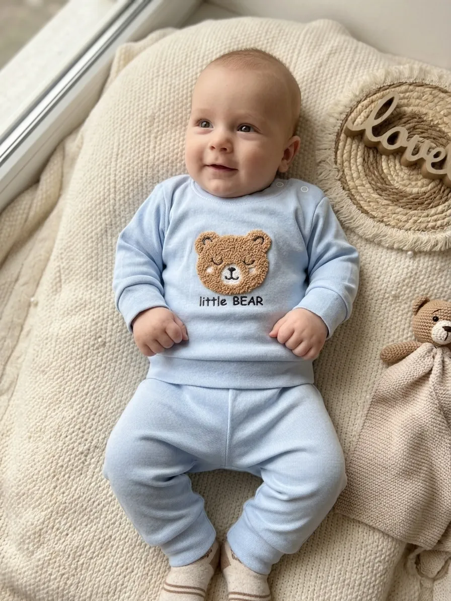 Бебешки комплект за изписване "Little Bear" – 2 части в небесносиньо
