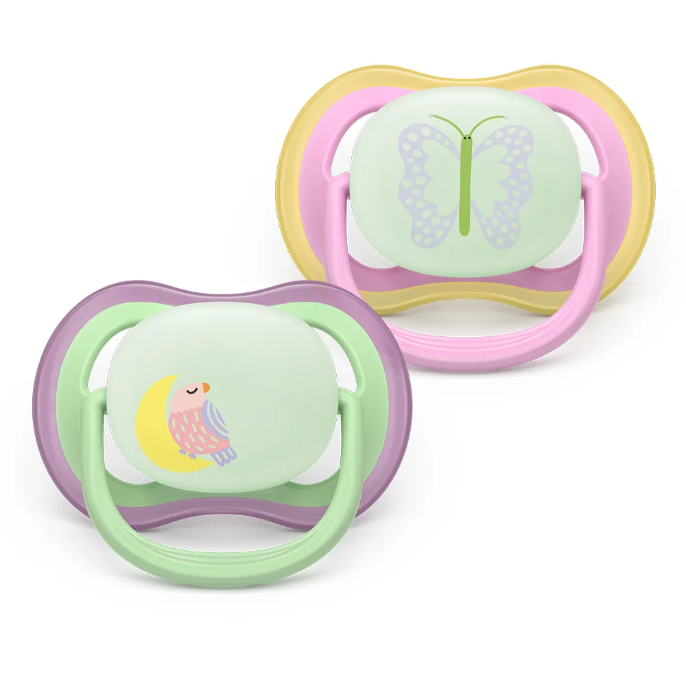 Philips Avent ЗАЛЪГАЛКИ - ULTRA AIR NIGHT + стерил. кутия (6-18м) птица/пеперуда, розов