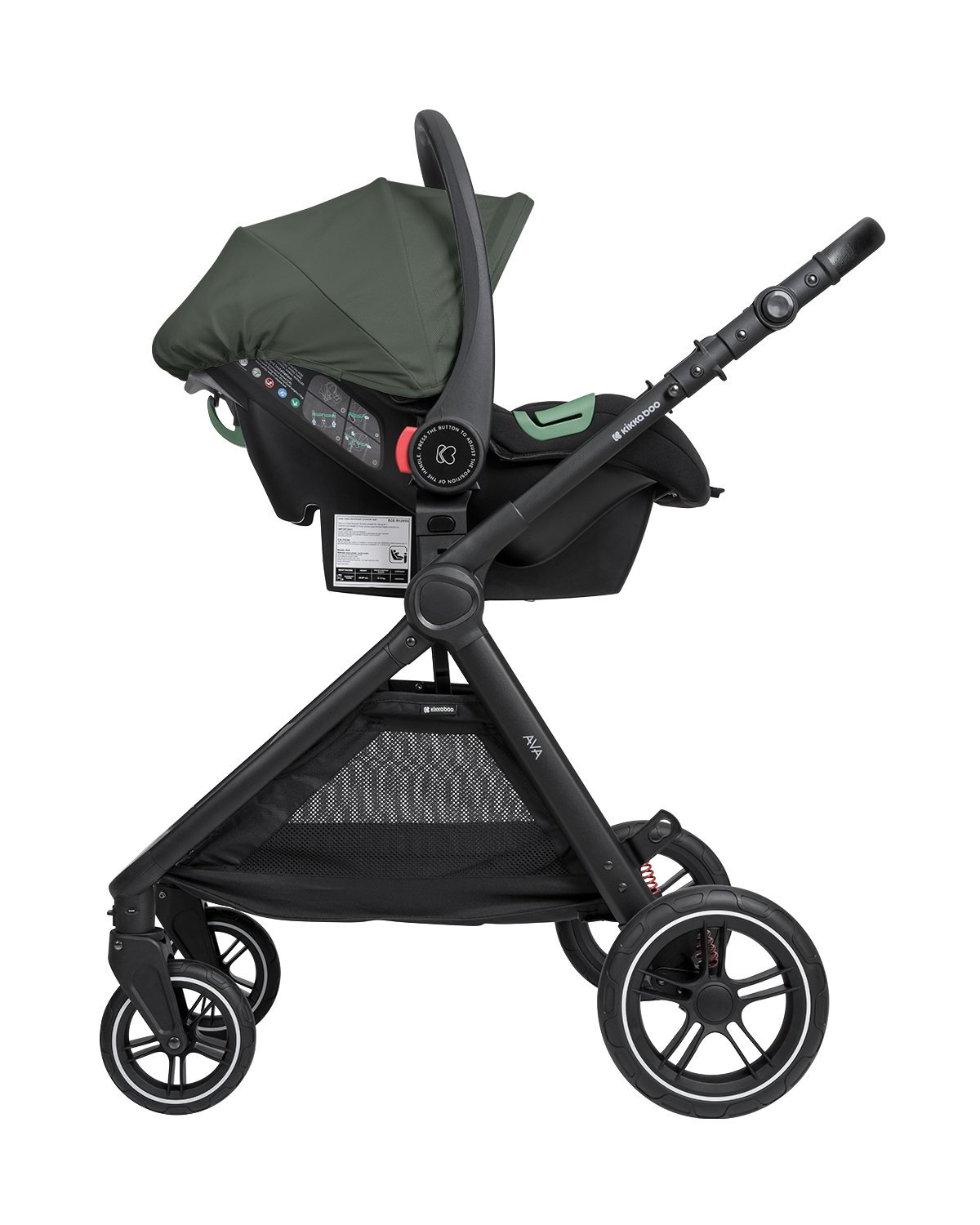 Комбинирана количка 3в1 с кош за новородено Ava Army Green