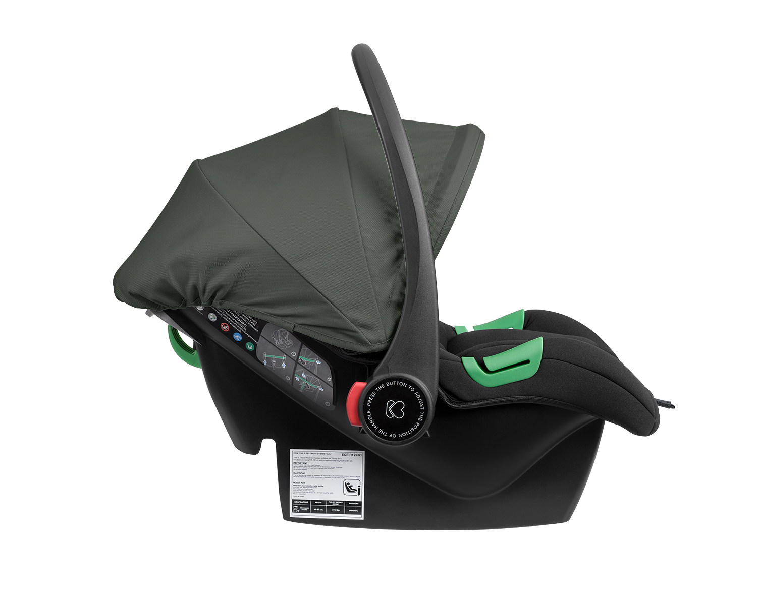 Комбинирана количка 3в1 с кош за новородено Ava Army Green