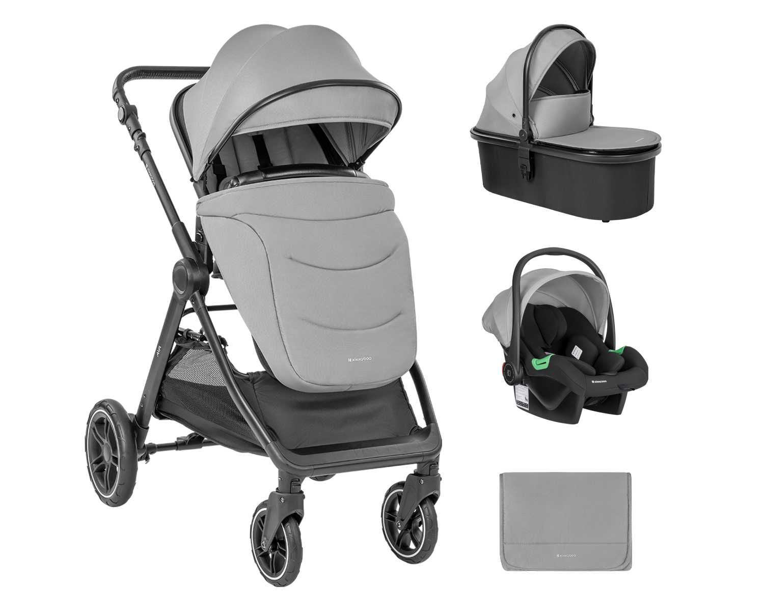 Комбинирана количка 3в1 с кош за новородено Ava Grey