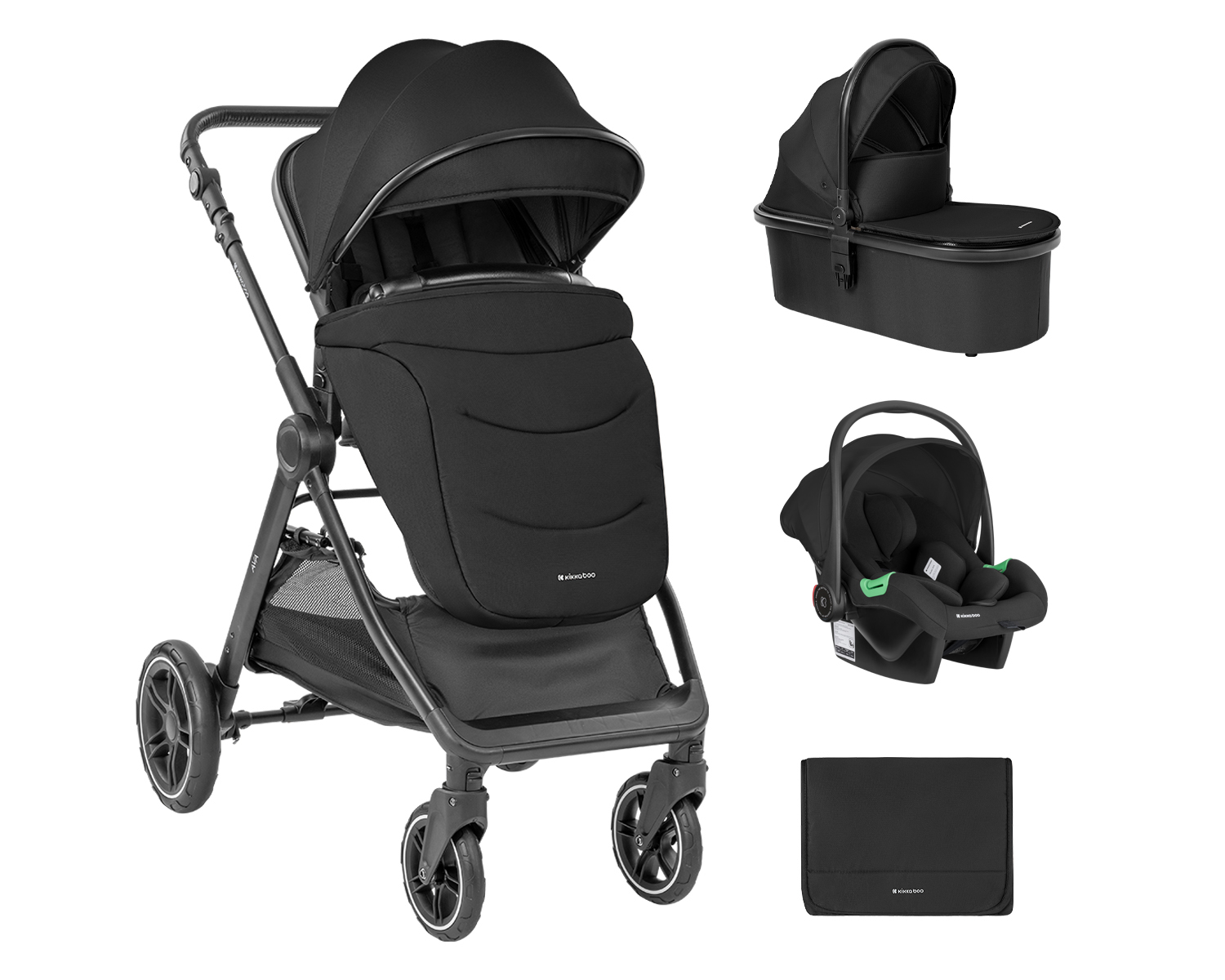 Комбинирана количка 3в1 с кош за новородено Ava Black
