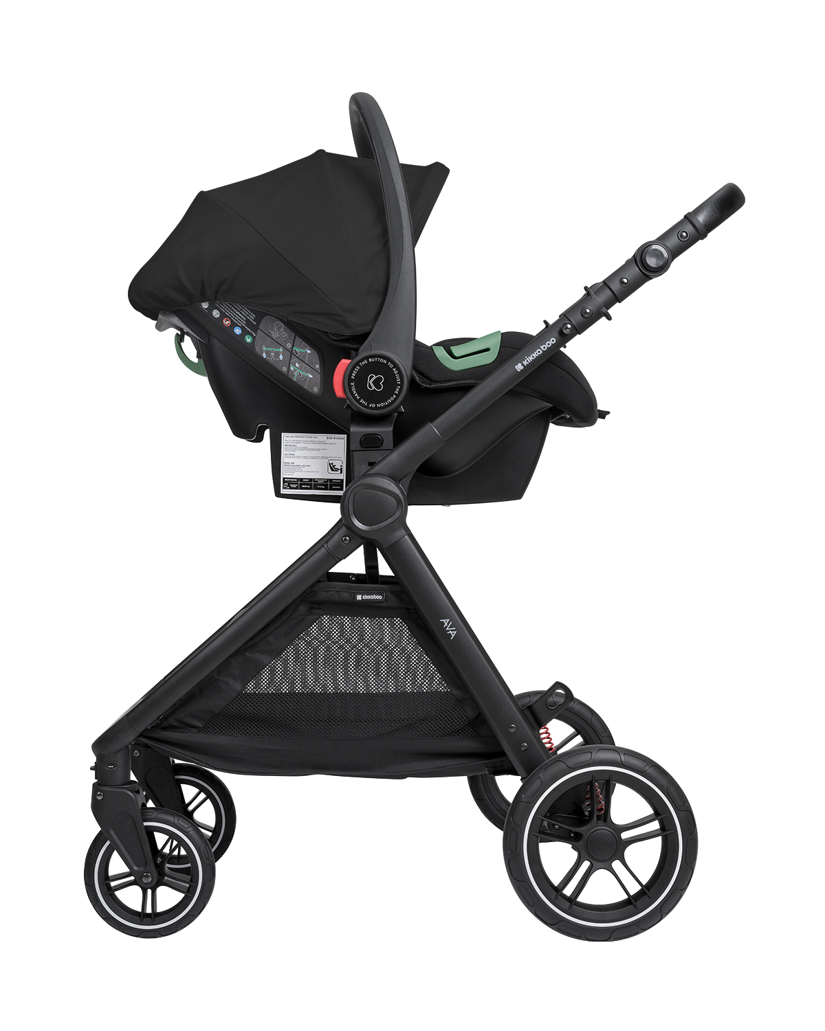 Комбинирана количка 3в1 с кош за новородено Ava Black