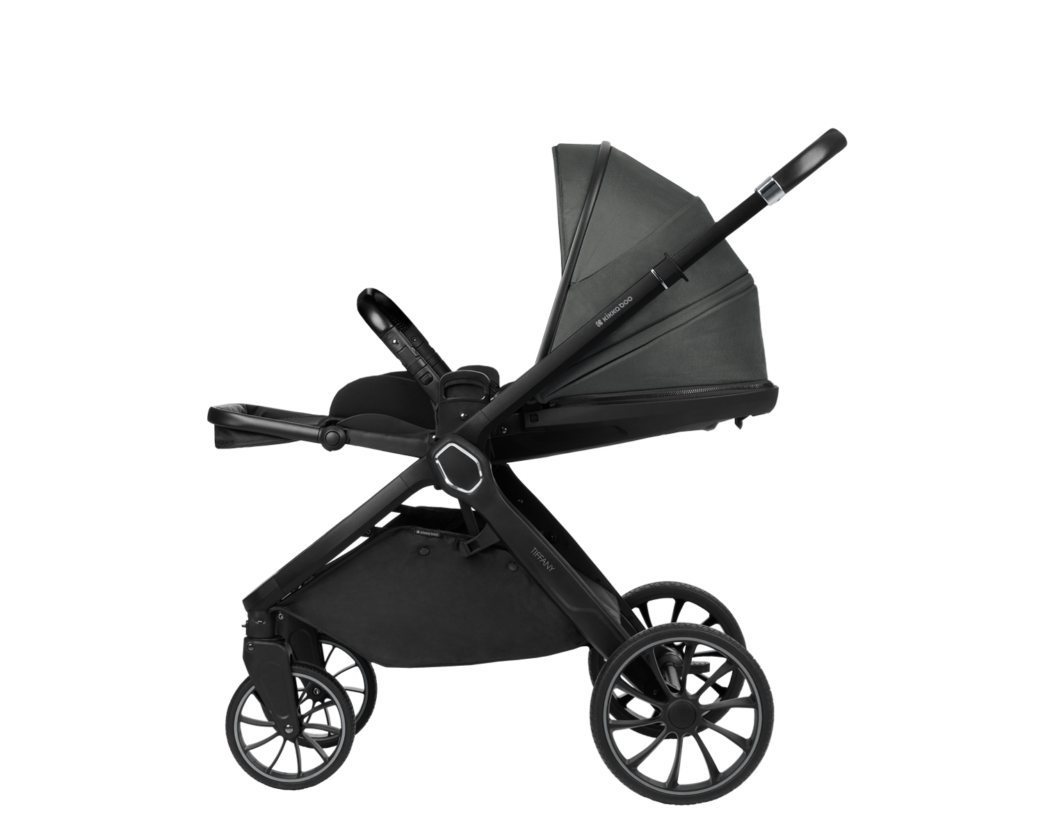 Комбинирана количка 2в1 с кош за новородено Tiffany Dark Grey 2024