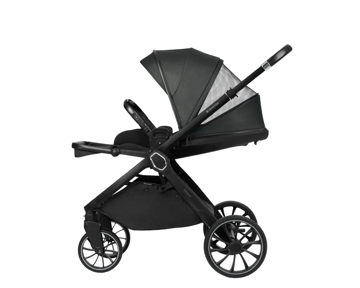Комбинирана количка 2в1 с кош за новородено Tiffany Dark Grey 2024