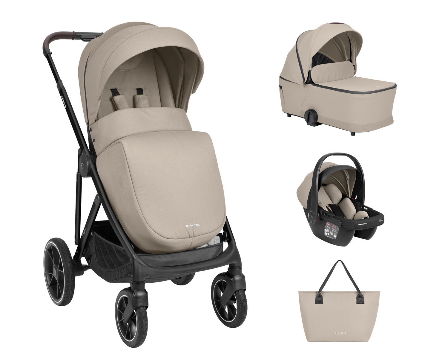 Комбинирана количка 3в1 с кош за новородено Chiara Beige