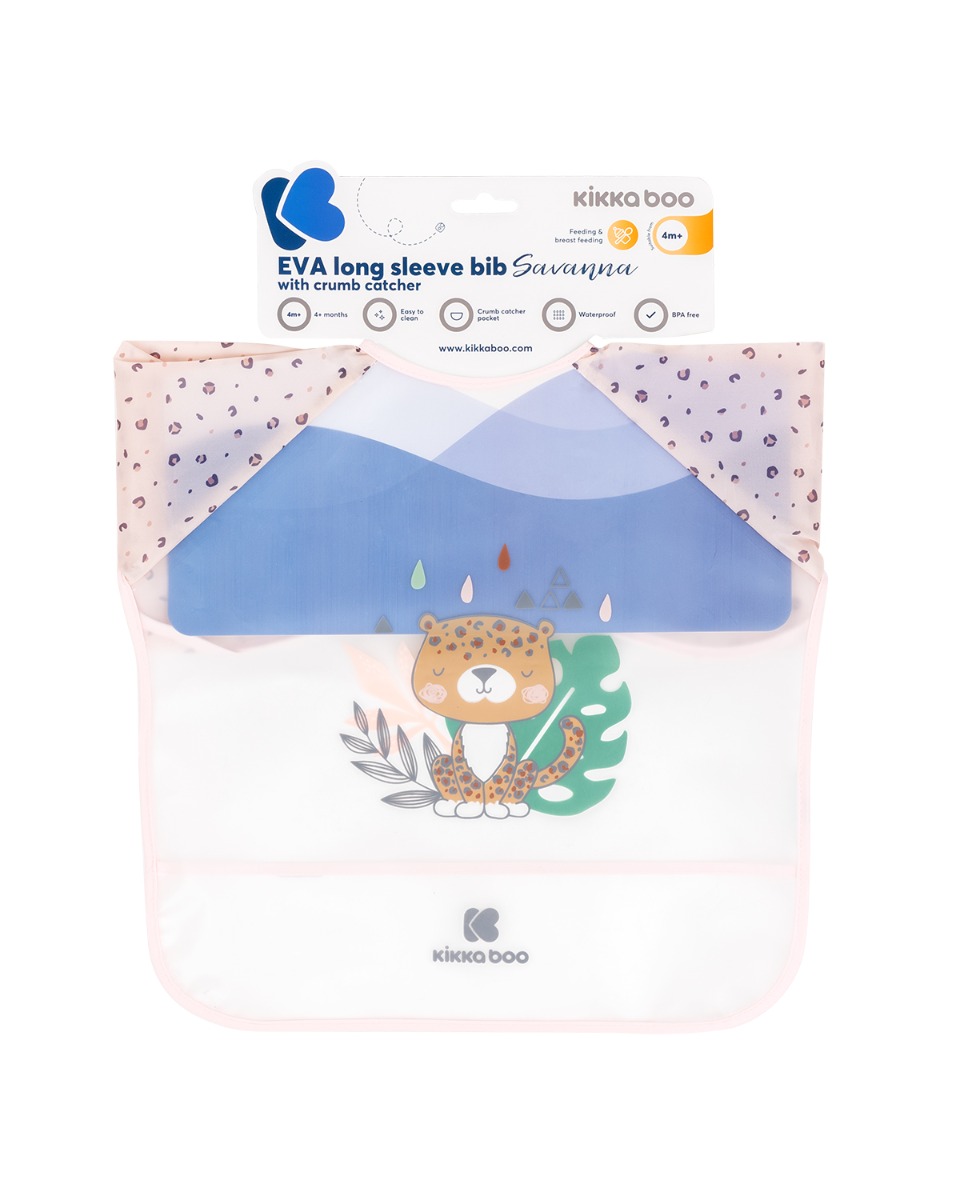 Непромокаем лигавник с ръкави и джоб Savanna Pink