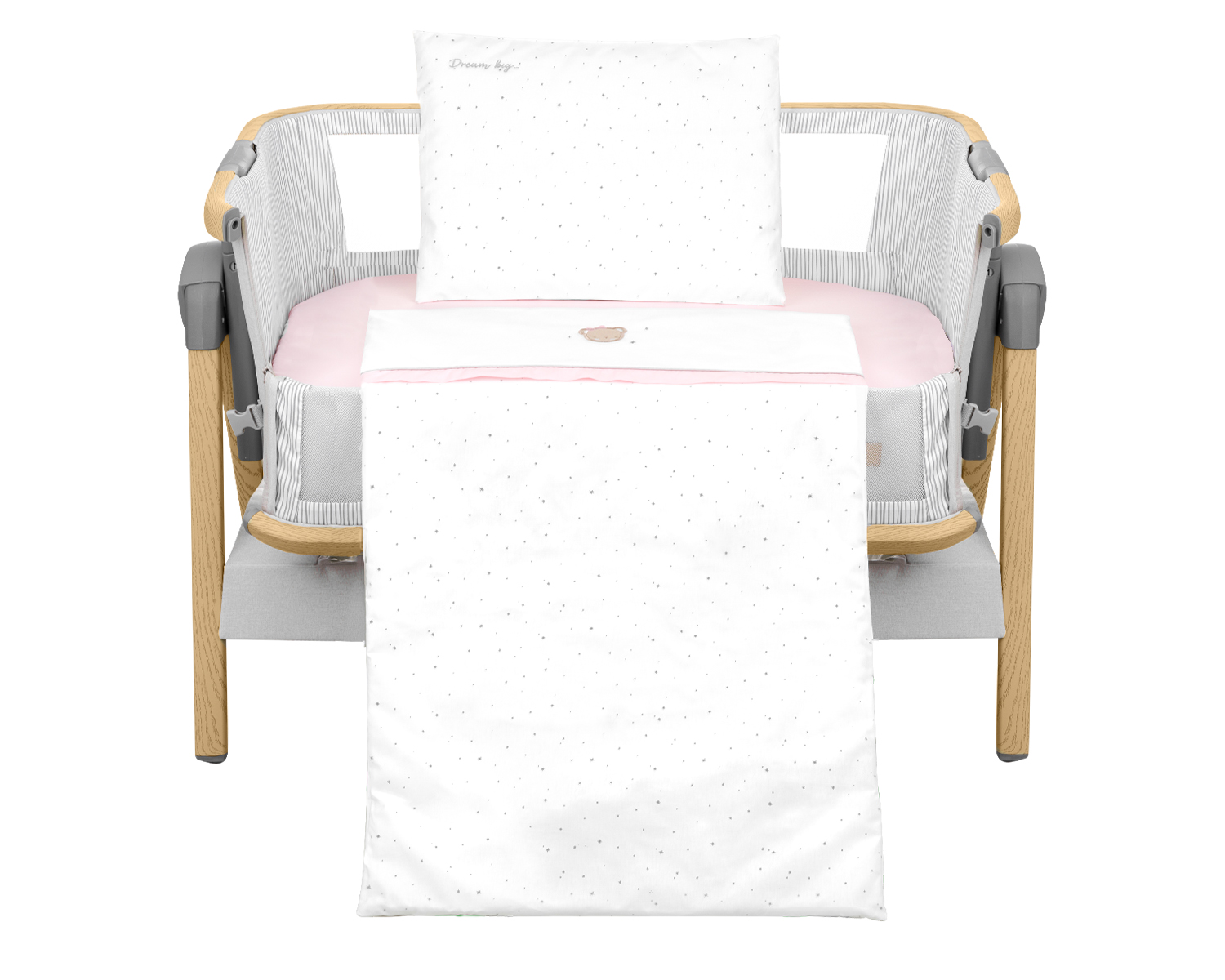 Бебешки спален комплект за мини-кошара 5ч Dream Big Pink