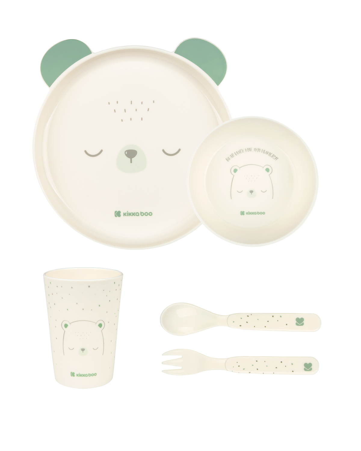 Сет за хранене пластмаса Bear with me Mint