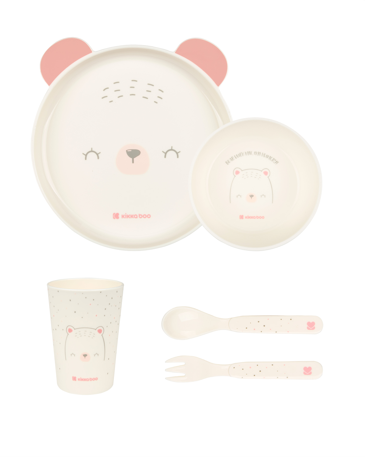Сет за хранене пластмаса Bear with me Pink