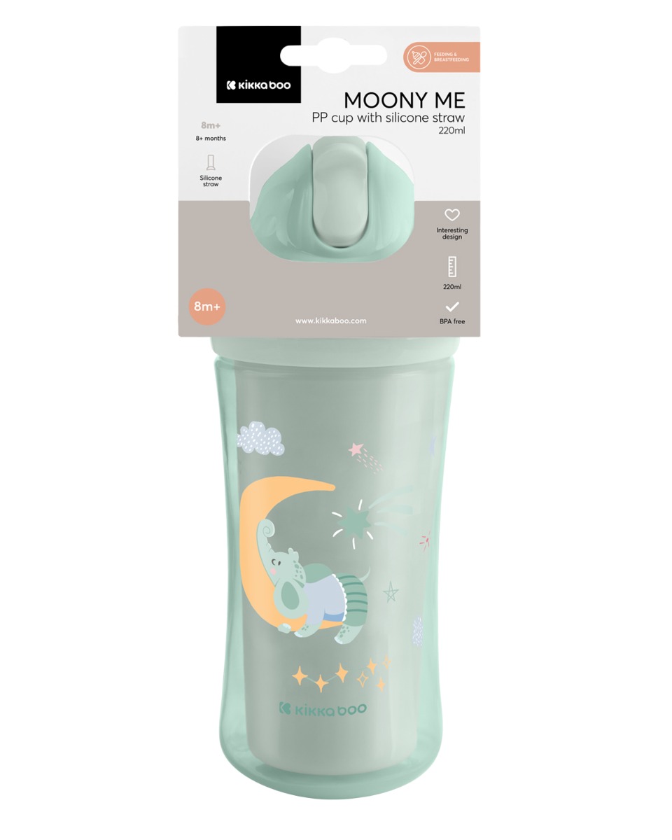 Чаша със силиконовa сламка 220мл Moony me Mint