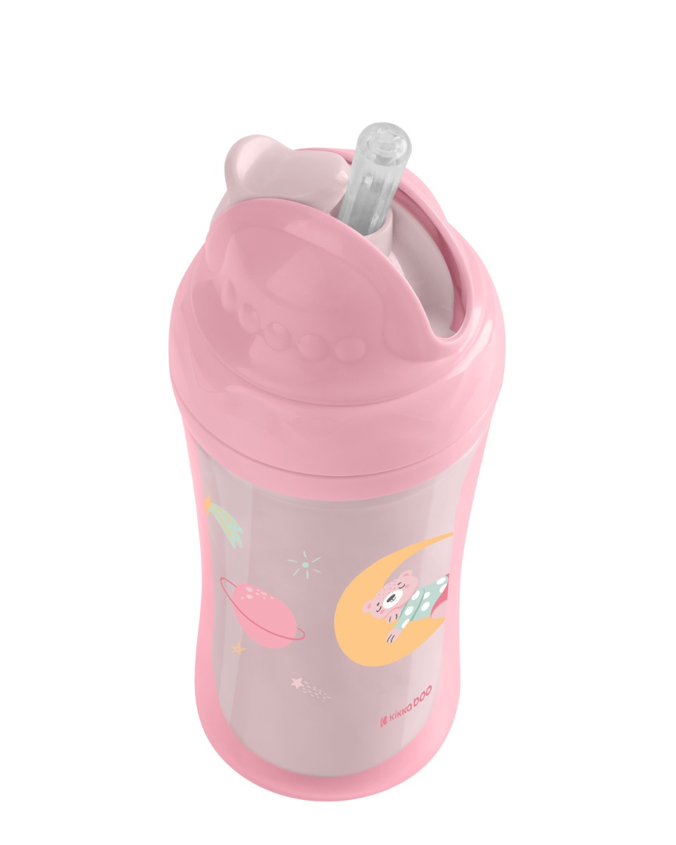 Чаша със силиконовa сламка 220мл Moony me Pink