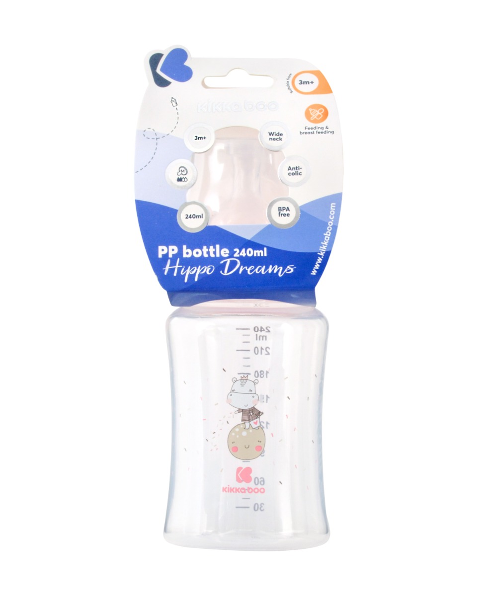 Шише РР 240мл Hippo Dreams Pink