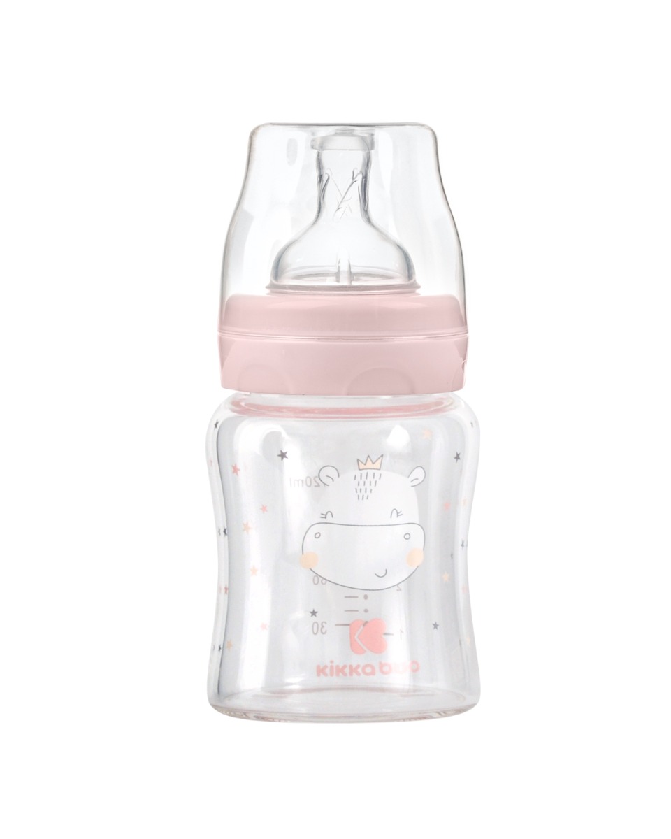Шише стъклено 120мл Hippo Dreams Pink
