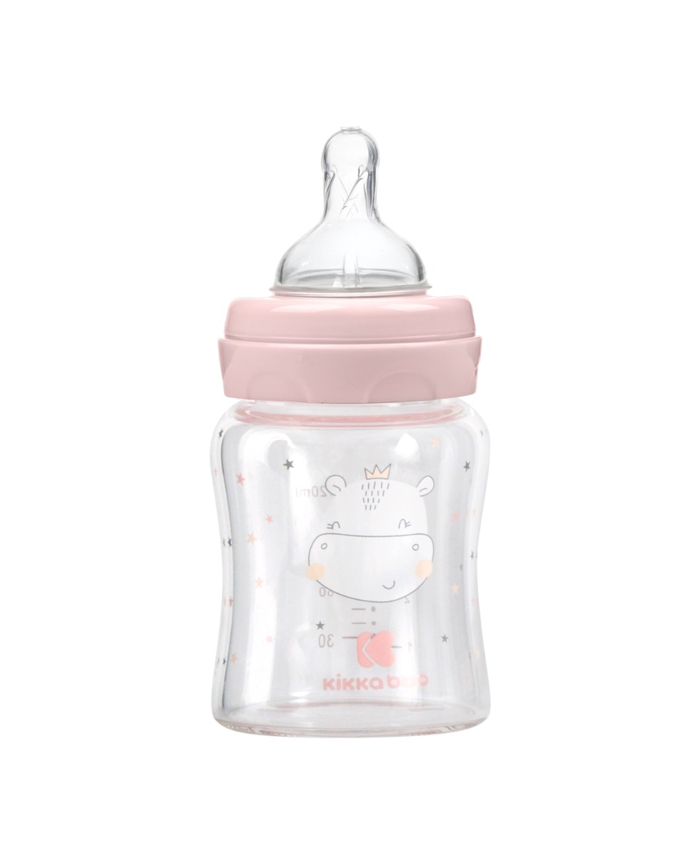 Шише стъклено 120мл Hippo Dreams Pink