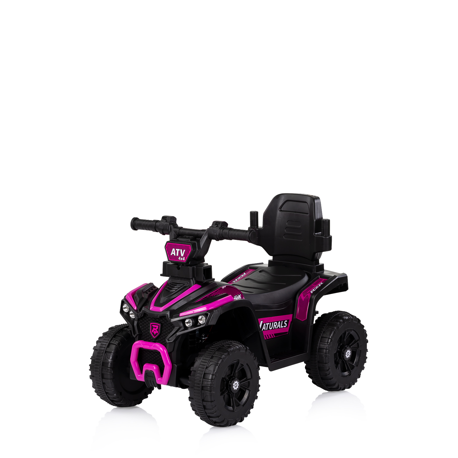 Количка за яздене с дръжка "ATV" розова