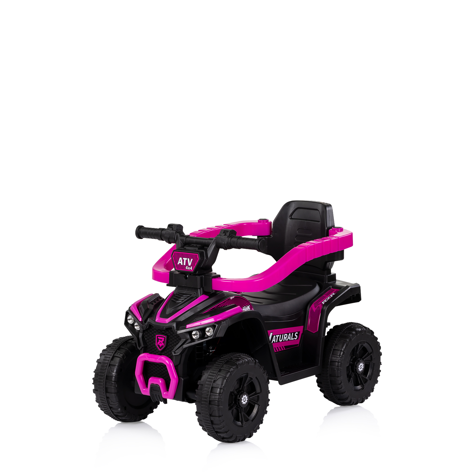 Количка за яздене с дръжка "ATV" розова