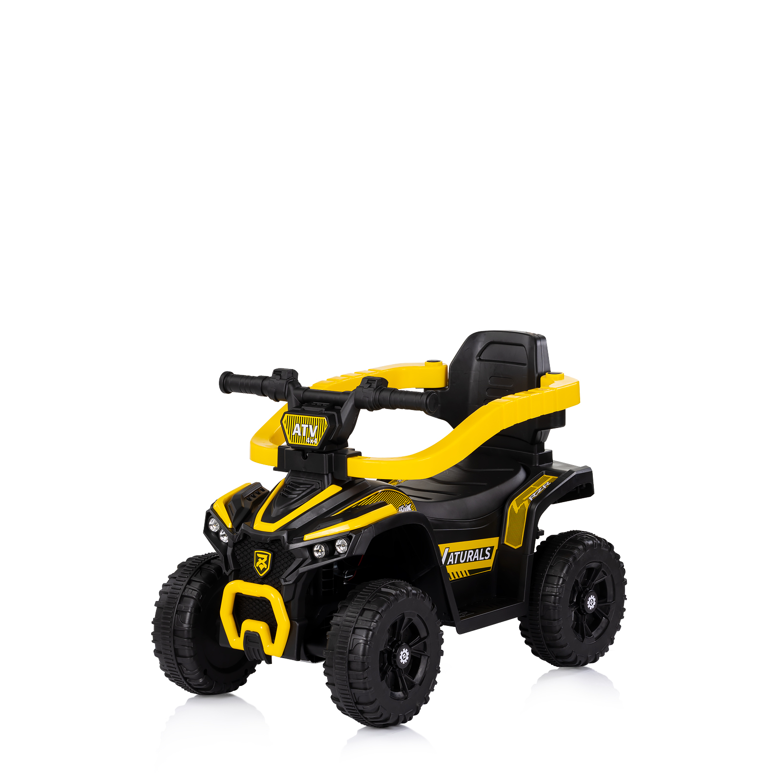 Количка за яздене с дръжка "ATV" жълта