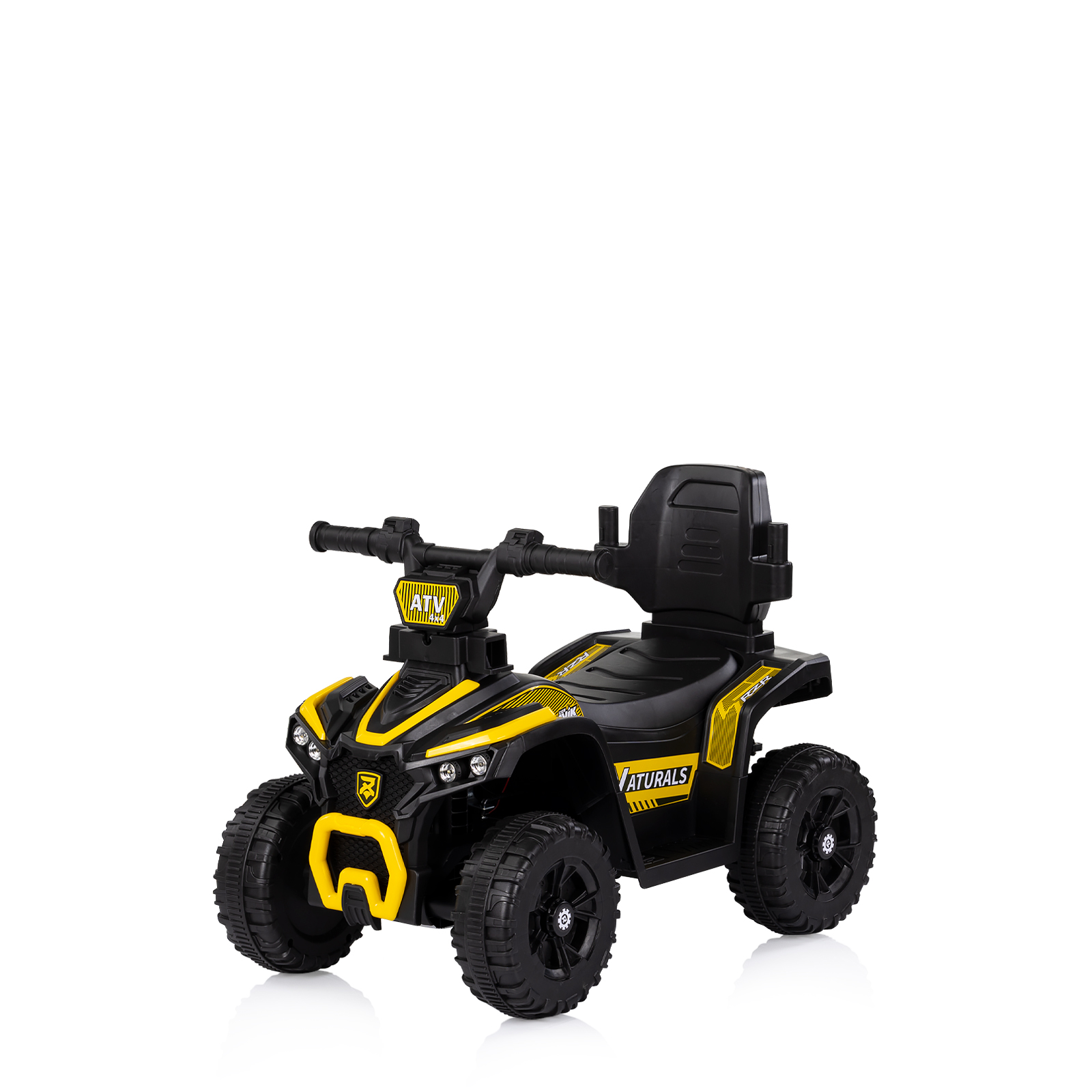 Количка за яздене с дръжка "ATV" жълта