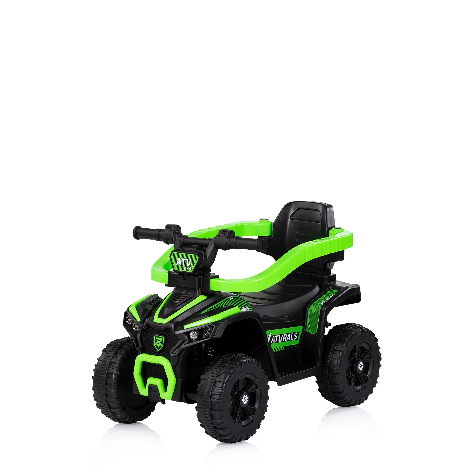 Количка за яздене с дръжка "ATV" зелена