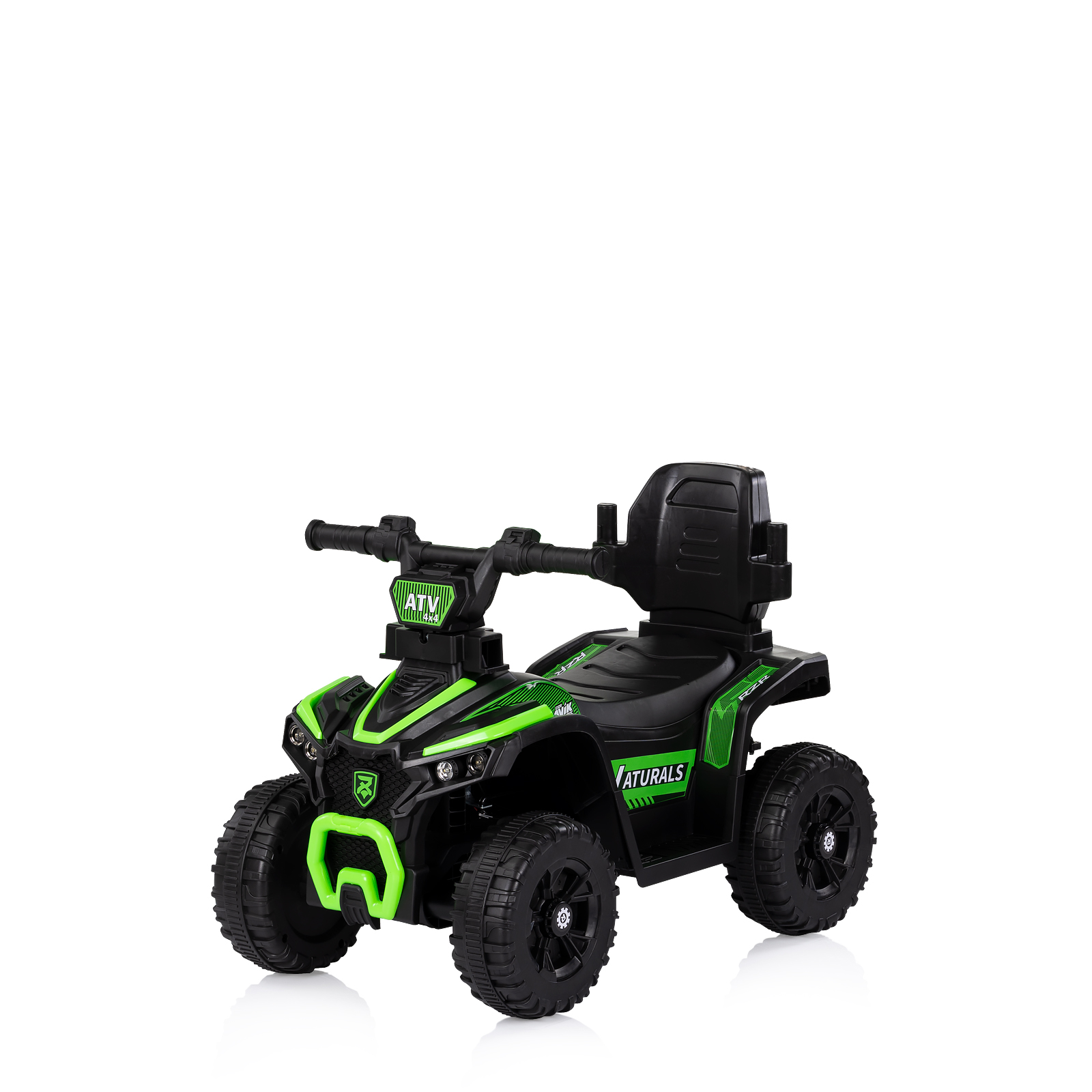 Количка за яздене с дръжка "ATV" зелена