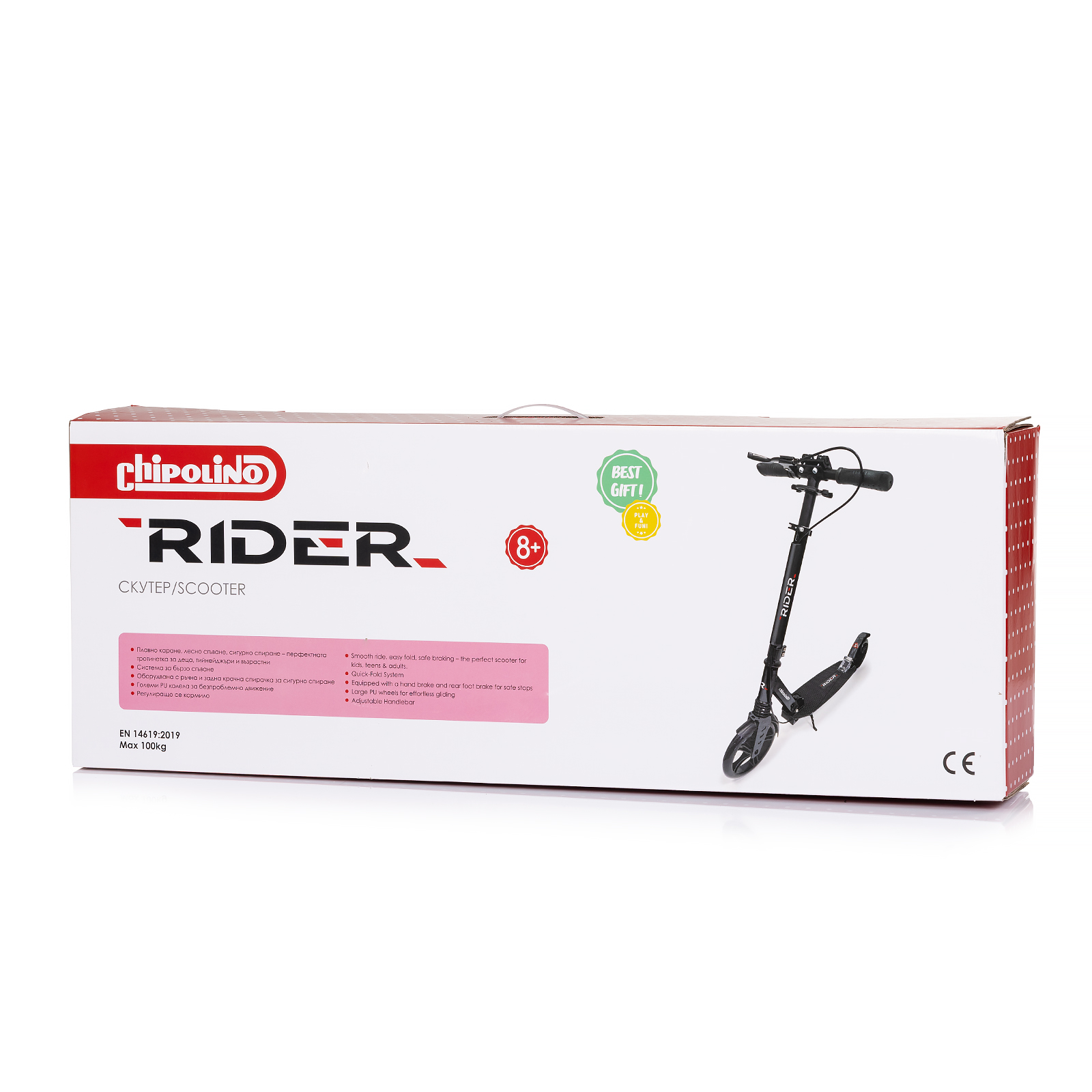 Скутер със спирачка до 100кг"Rider"бял