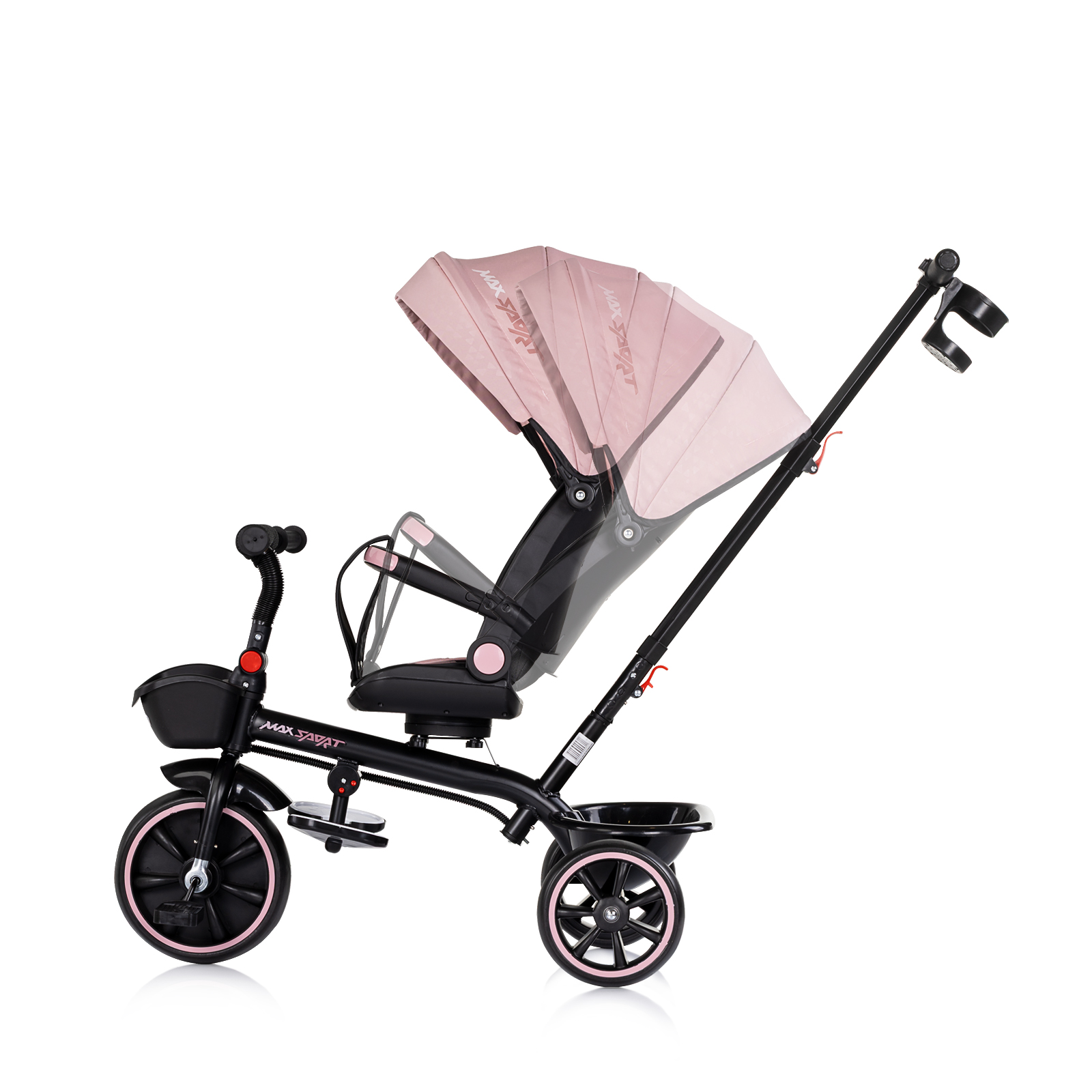 Триколка със сенник Max Sport розова пуд