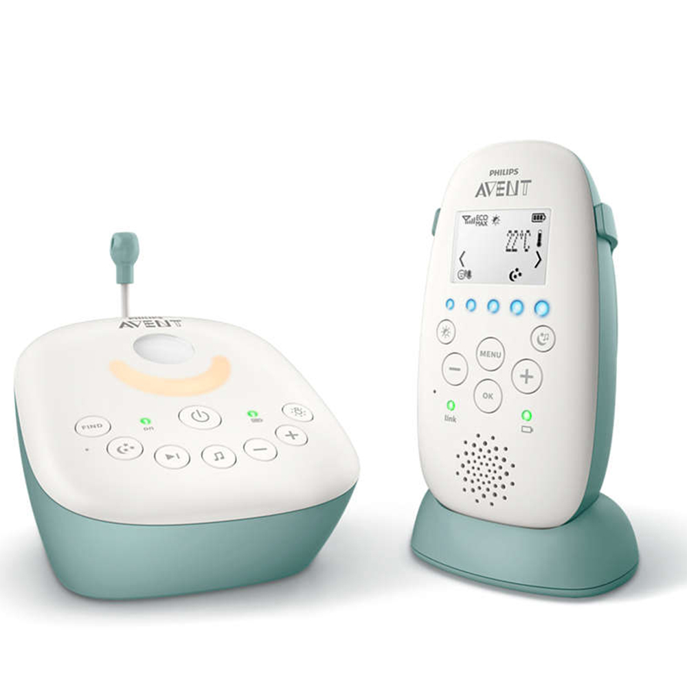 DECT Бебефон Philips AVENT SCD731/52 с температурен сензор, успокояваща нощна светлина, приспивни песни и нощен проектор