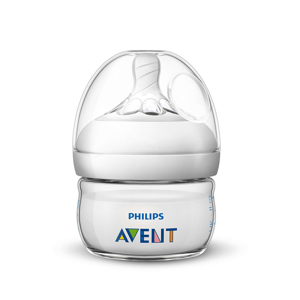 Шише за хранене Natural Philips AVENT 60 мл, с биберон с по-бавен поток First Flow подходящ за новородени и недоносени бебета