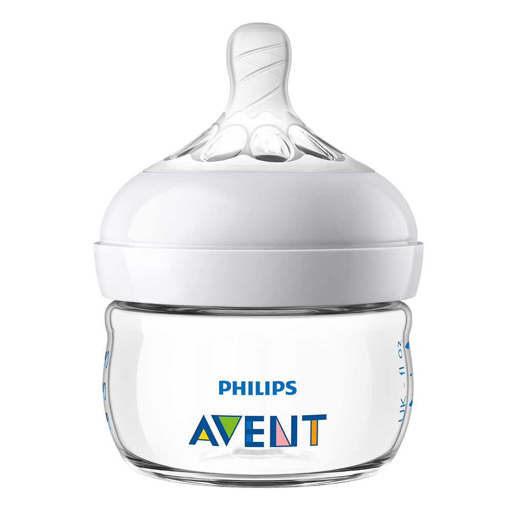 Шише за хранене Natural Philips AVENT 60 мл, с биберон с по-бавен поток First Flow подходящ за новородени и недоносени бебета