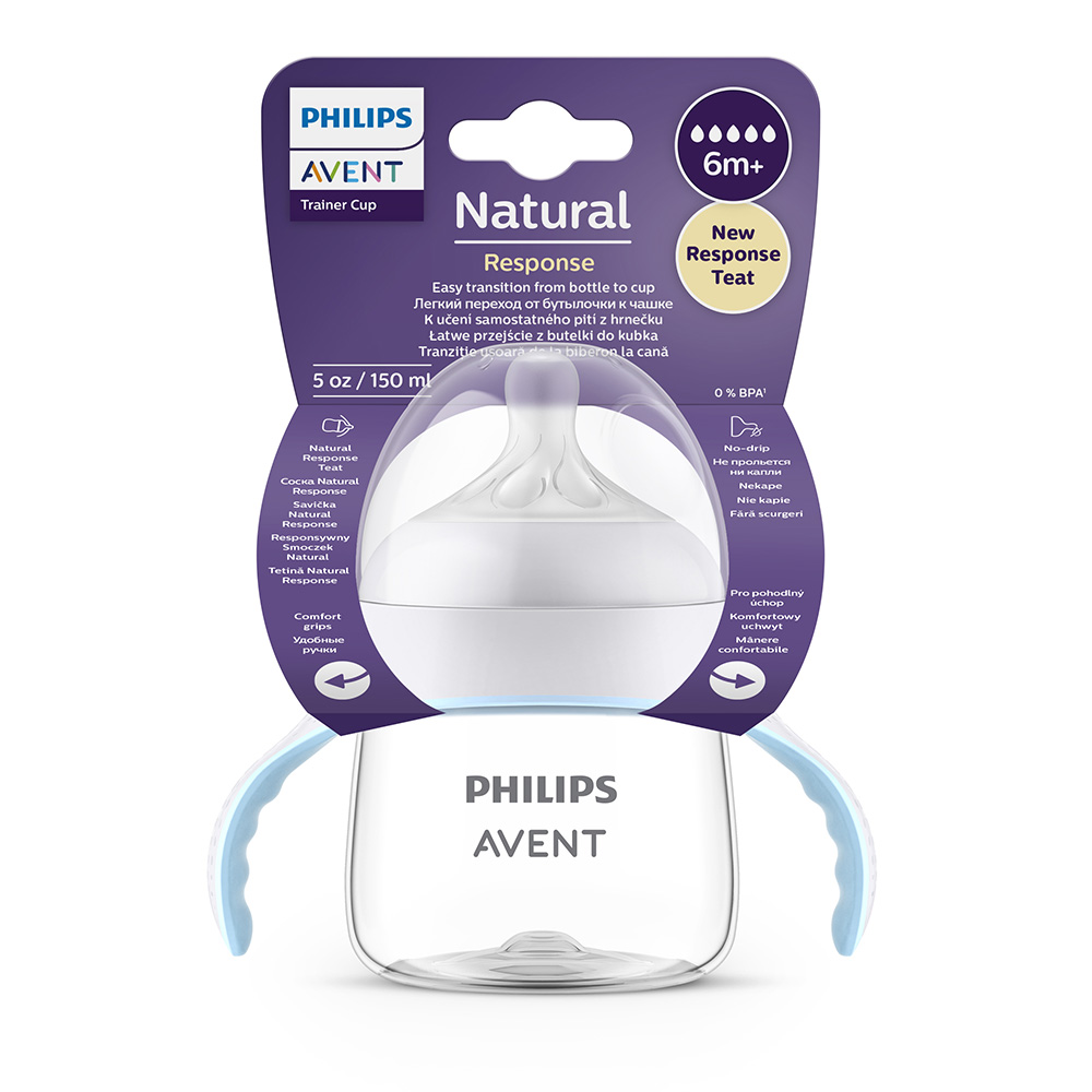 Philips Avent SCF263/61 Тренировъчно шише Natural Response за преход към чаша с дръжки 150мл с биберон без протичане Поток 5, 6м+