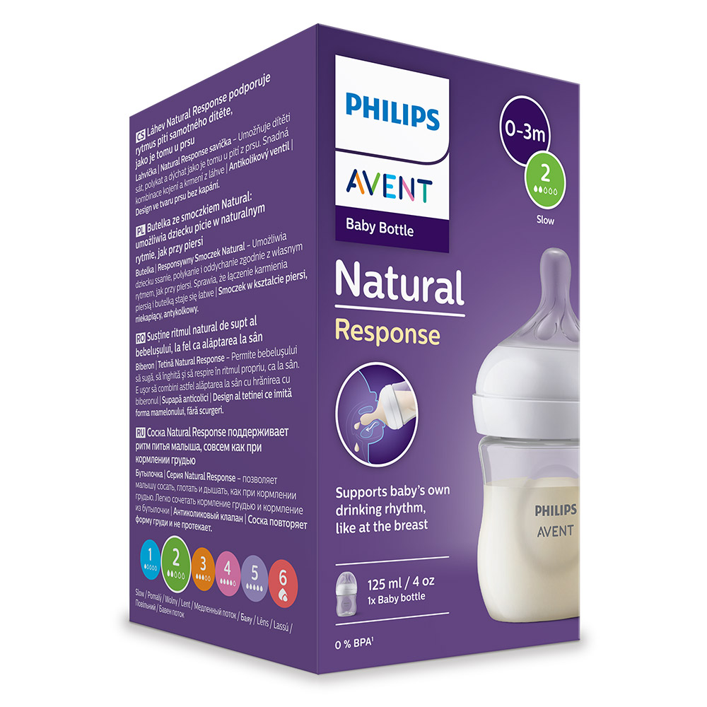 Шише за хранене Philips AVENT SCY900/01 Natural Response 125 мл с биберон без протичане Natural Response с бавен поток