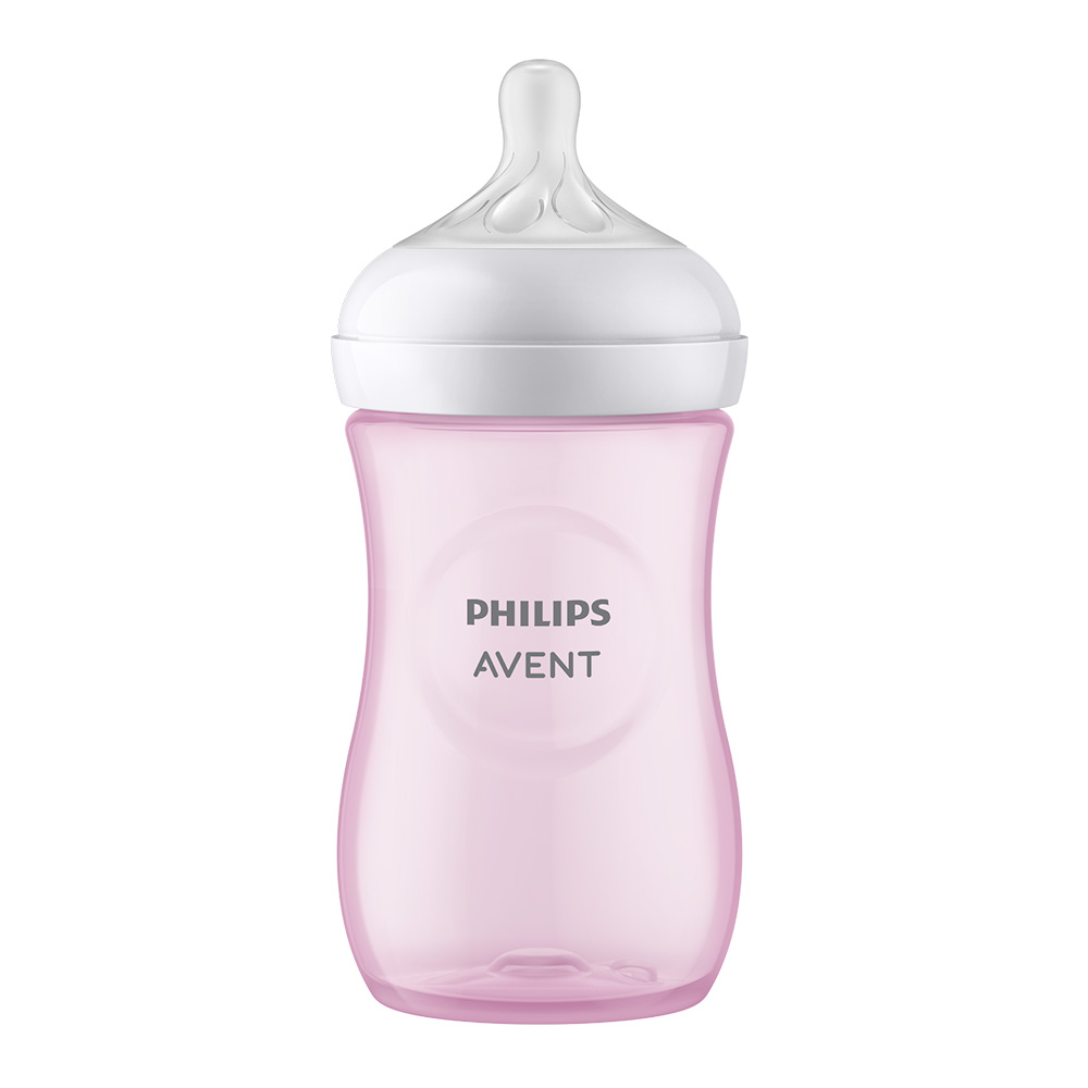 Шише за хранене Natural Response 260 мл с биберон без протичане Natural Response Поток 3, 1м+, Розово, Philips AVENT SCY903/11