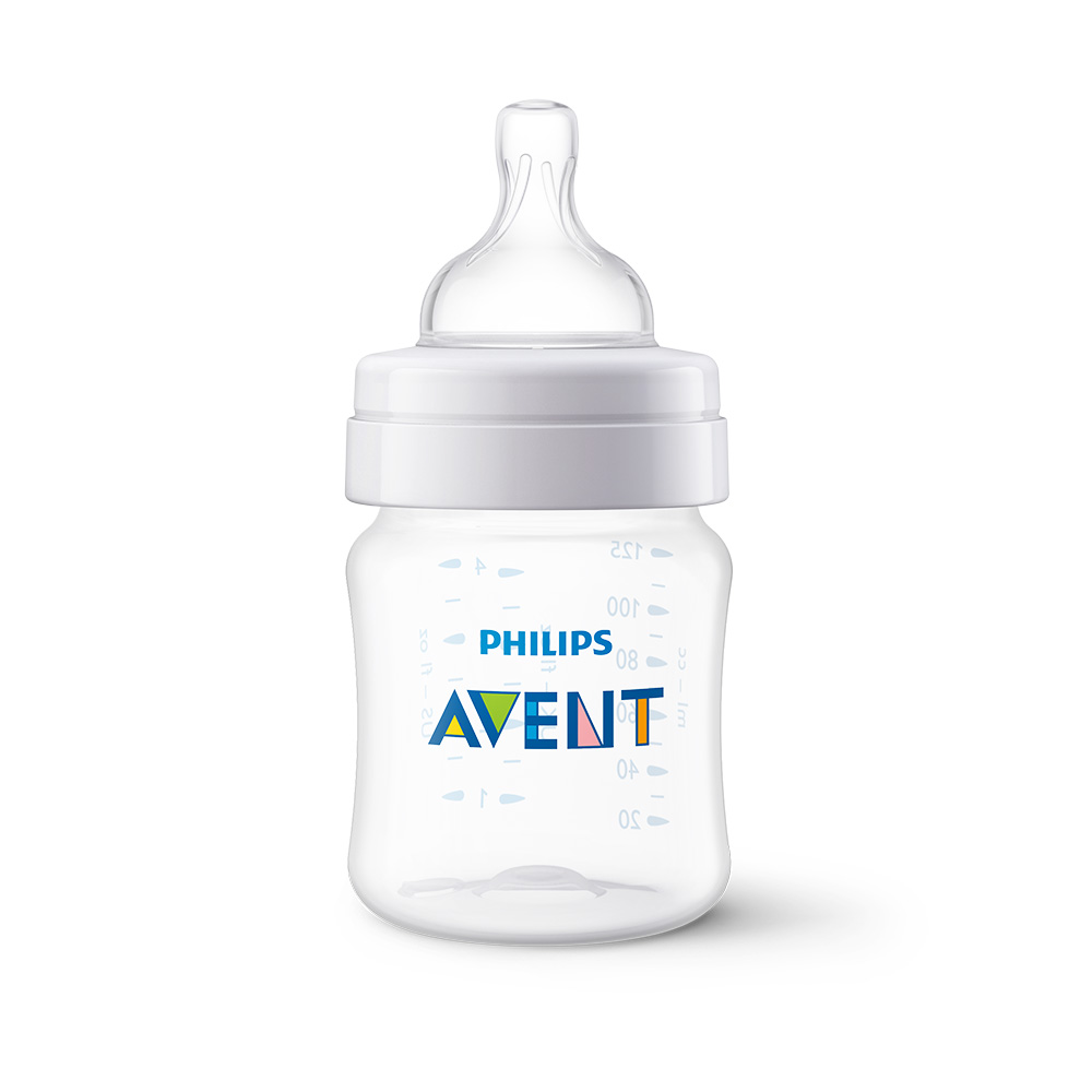 Комплект от 2 бр. шишета за хранене Anti-Colic 125 мл, с биберон със сила на потока 1, 0м+ Philips AVENT SCY100/2