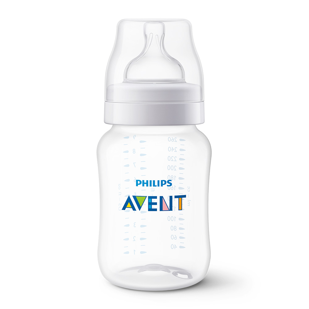 Комплект от 2 бр. шишета за хранене Anti-Colic 260 мл, с биберон със сила на потока 2, 1м+ Philips AVENT SCY103/02