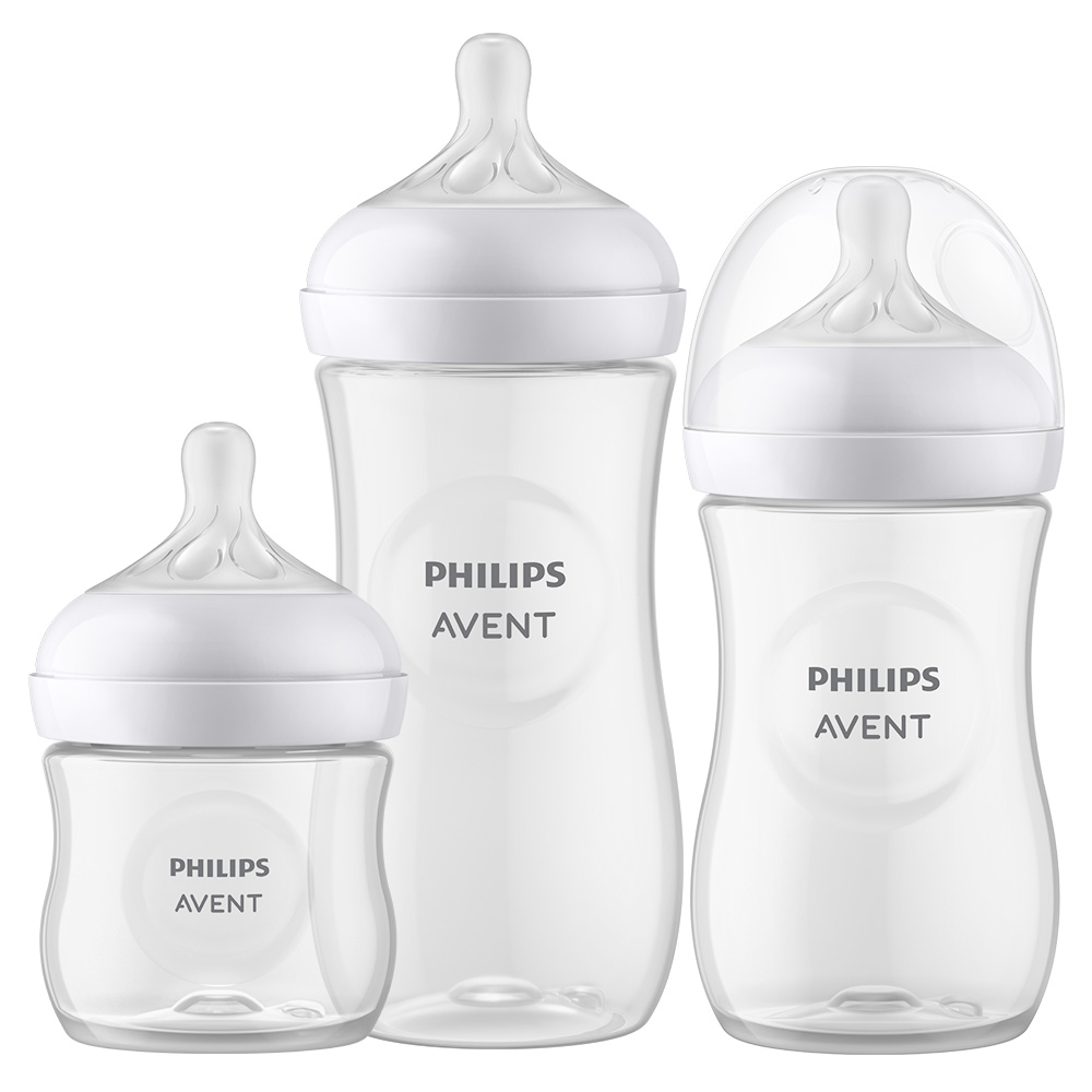Комплект за новородено Philips AVENT SCD837/12 с 3 шишета за хранене Natural Response с биберони без протичане и четка за почистване
