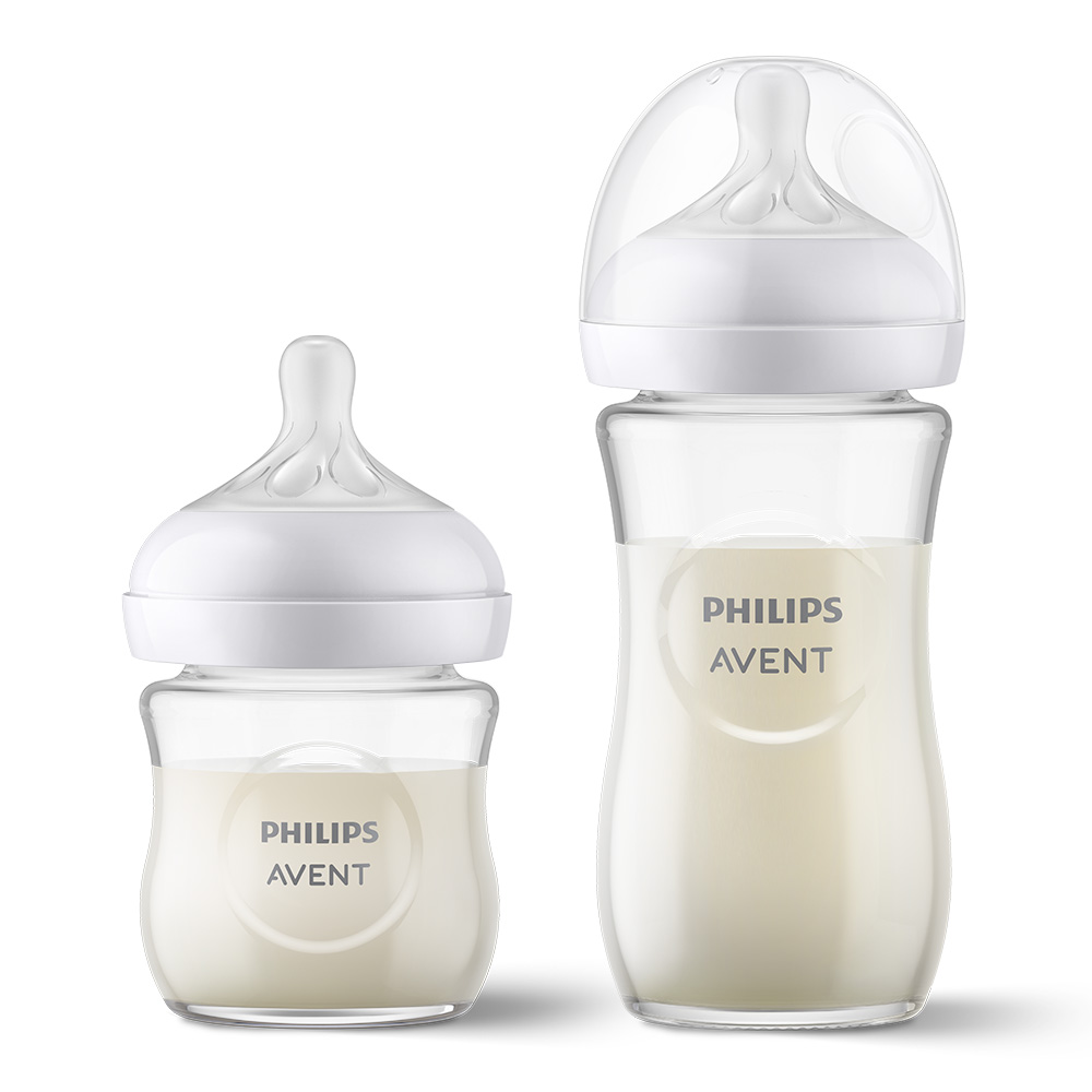 Подаръчен комплект за бебе Philips AVENT SCD878/11 с 3 стъклени шишета за хранене Natural Response с биберони без протичане и залъгалка UltraSoft 0-6м