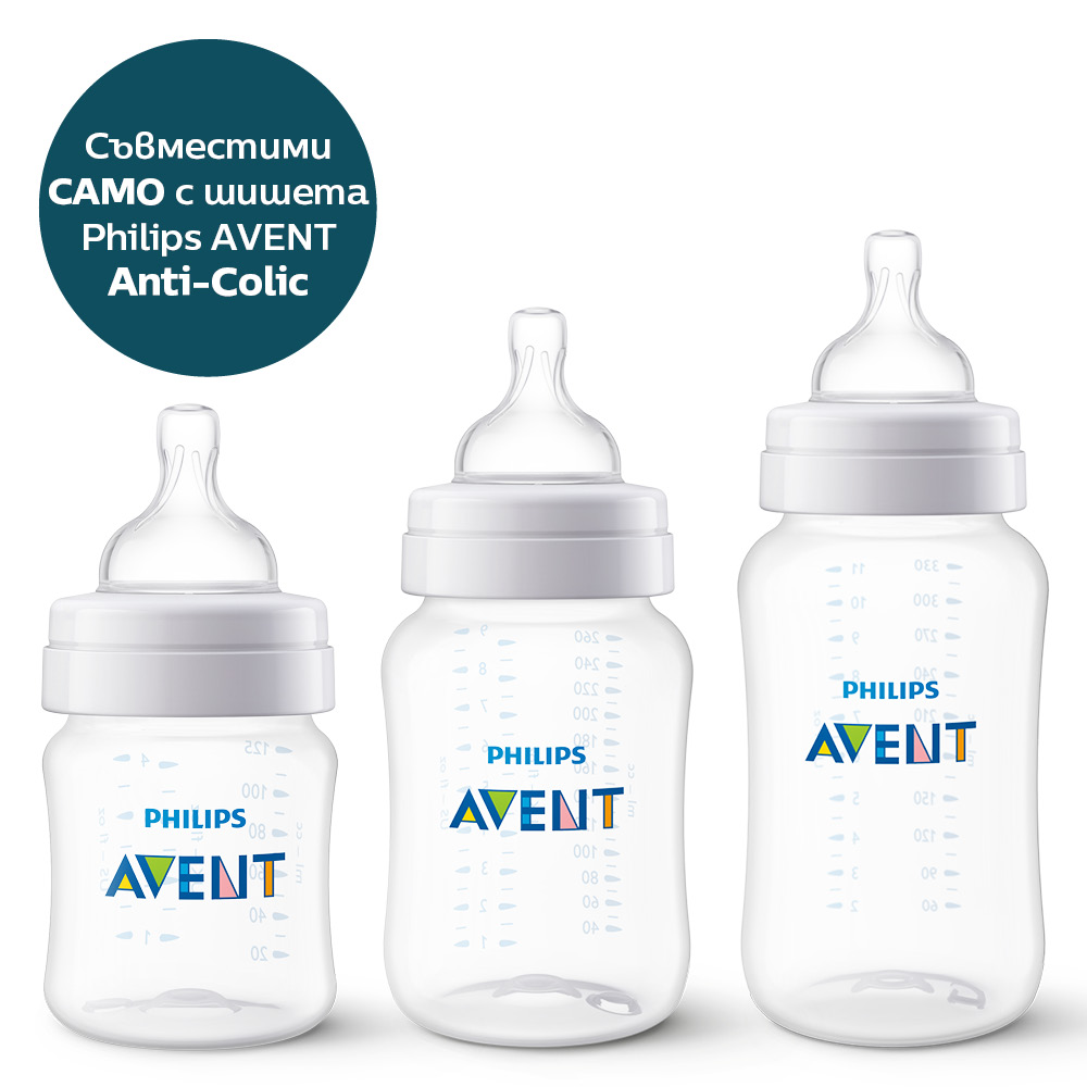 Комплект от 2 бр. Биберони Anti-colic със сила на потока 1, 0м+, Philips AVENT SCY761/02