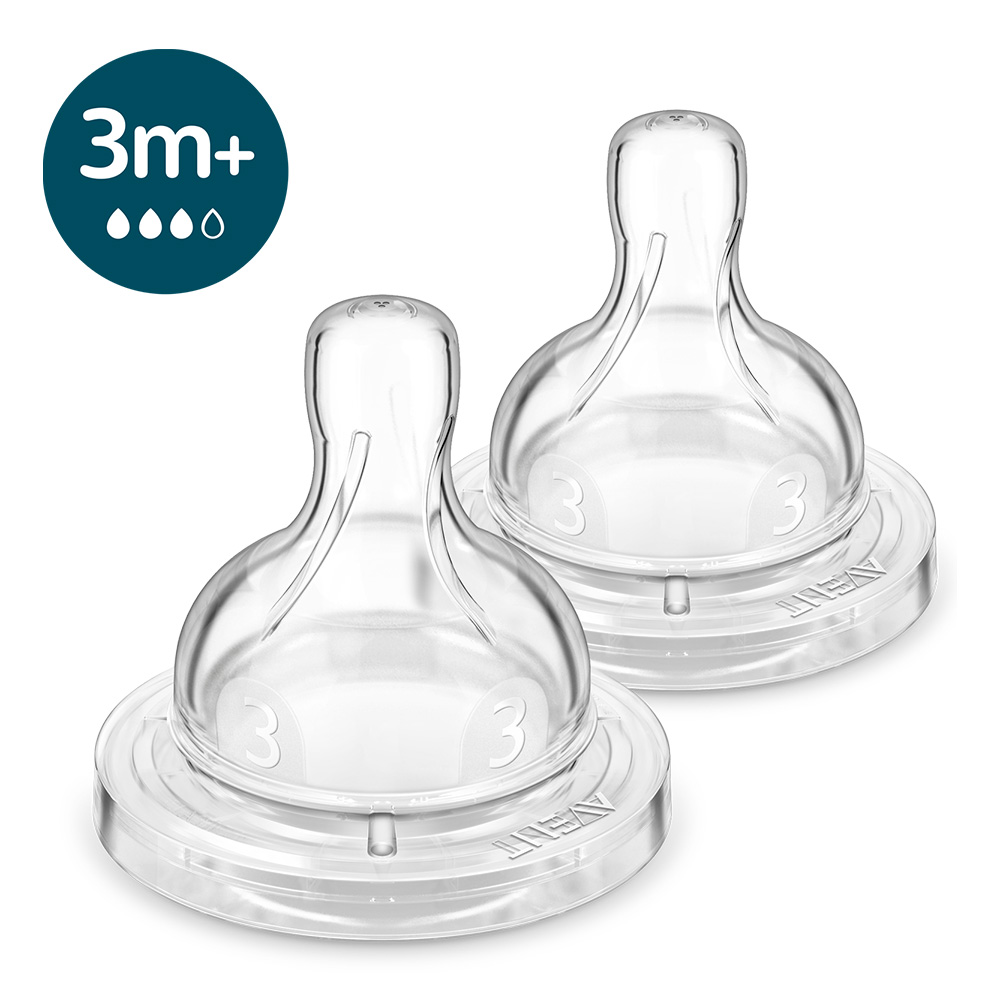 Комплект от 2 бр. Биберони Anti-colic със сила на потока 3, 3м+, Philips AVENT SCY763/02