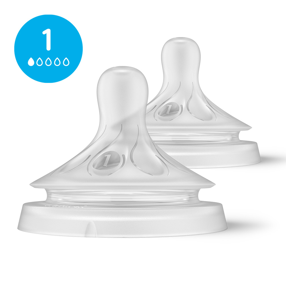 Комплект от 2 броя биберони без протичане Philips AVENT Natural Response SCY961/02, Flow 1 с много бавен поток
