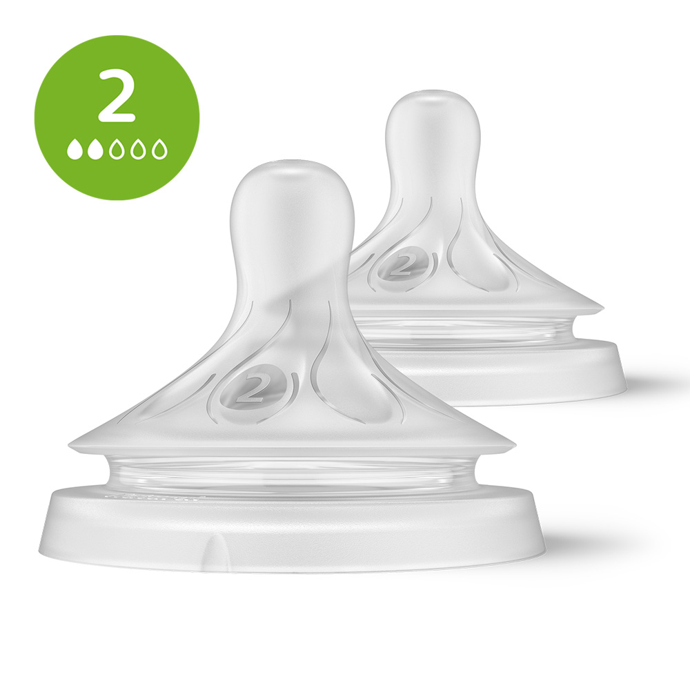 Комплект от 2 бр. Биберони без протичане Philips AVENT Natural Response SCY962/02, с бавен поток