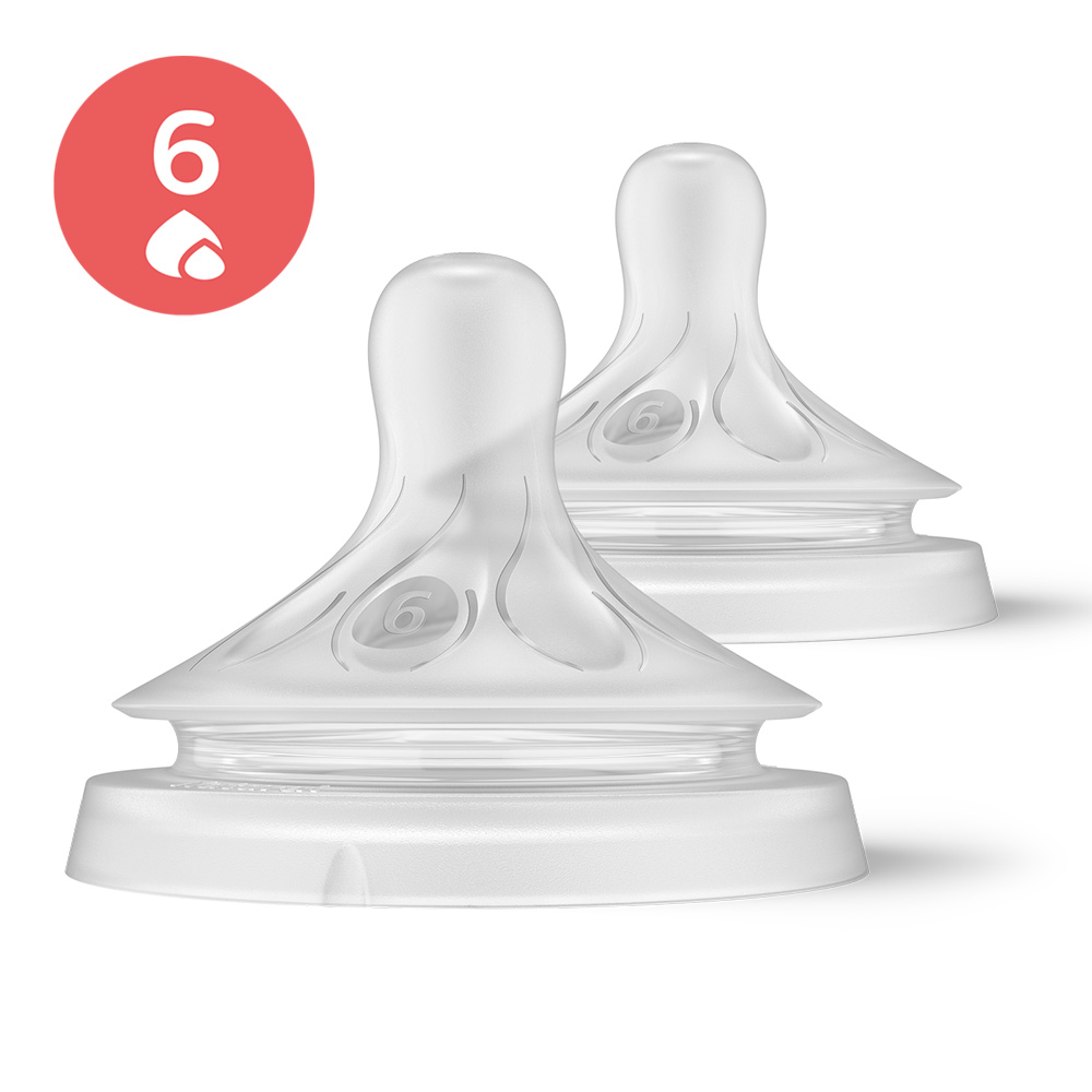 Комплект от 2 бр. Биберони без протичане Philips AVENT Natural Response SCY966/02, flow 6 за гъсти течности