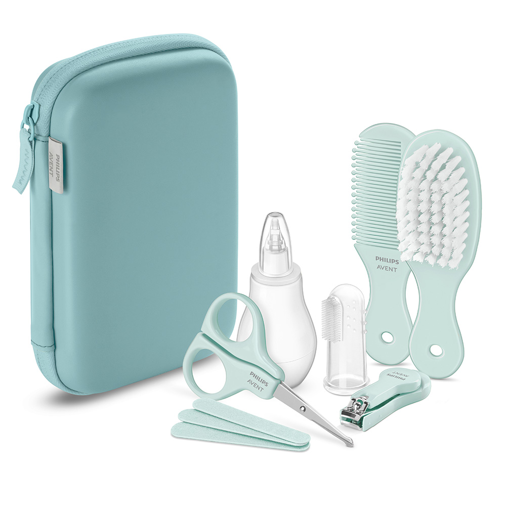 Комплект Грижа за бебето Philips AVENT SCH401/00 с 9 принадлежности за хигиената и здравето на бебето в красив несесер