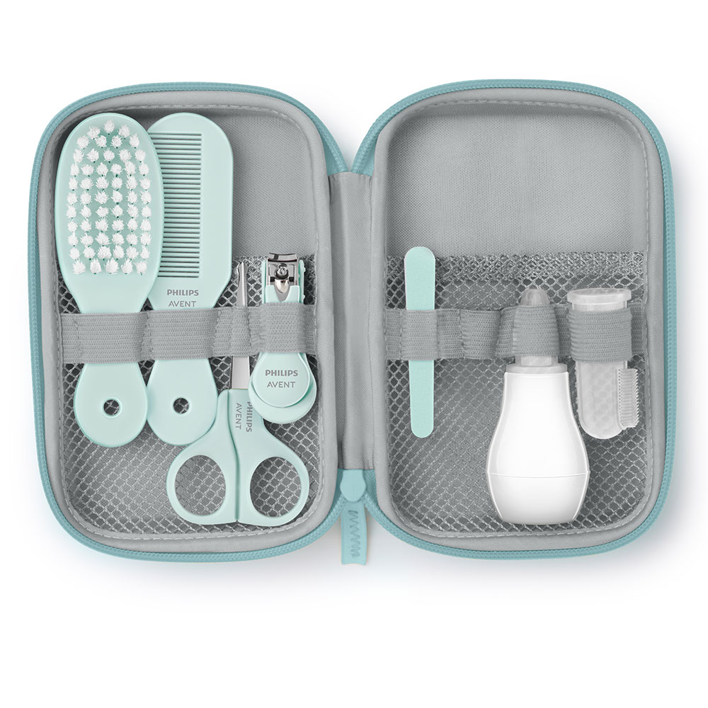 Комплект Грижа за бебето Philips AVENT SCH401/00 с 9 принадлежности за хигиената и здравето на бебето в красив несесер