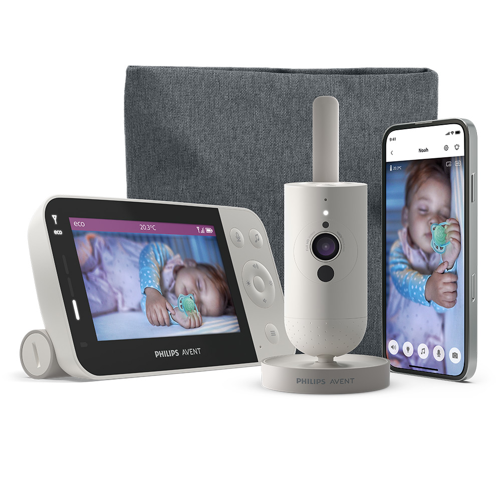 Дигитален видеомонитор Philips Avent SCD953/26 с Full HD камера с нощно виждане, 120° широкоъгълен обектив, 4,3 инча цветен LCD екран, връзка с мобилно приложение