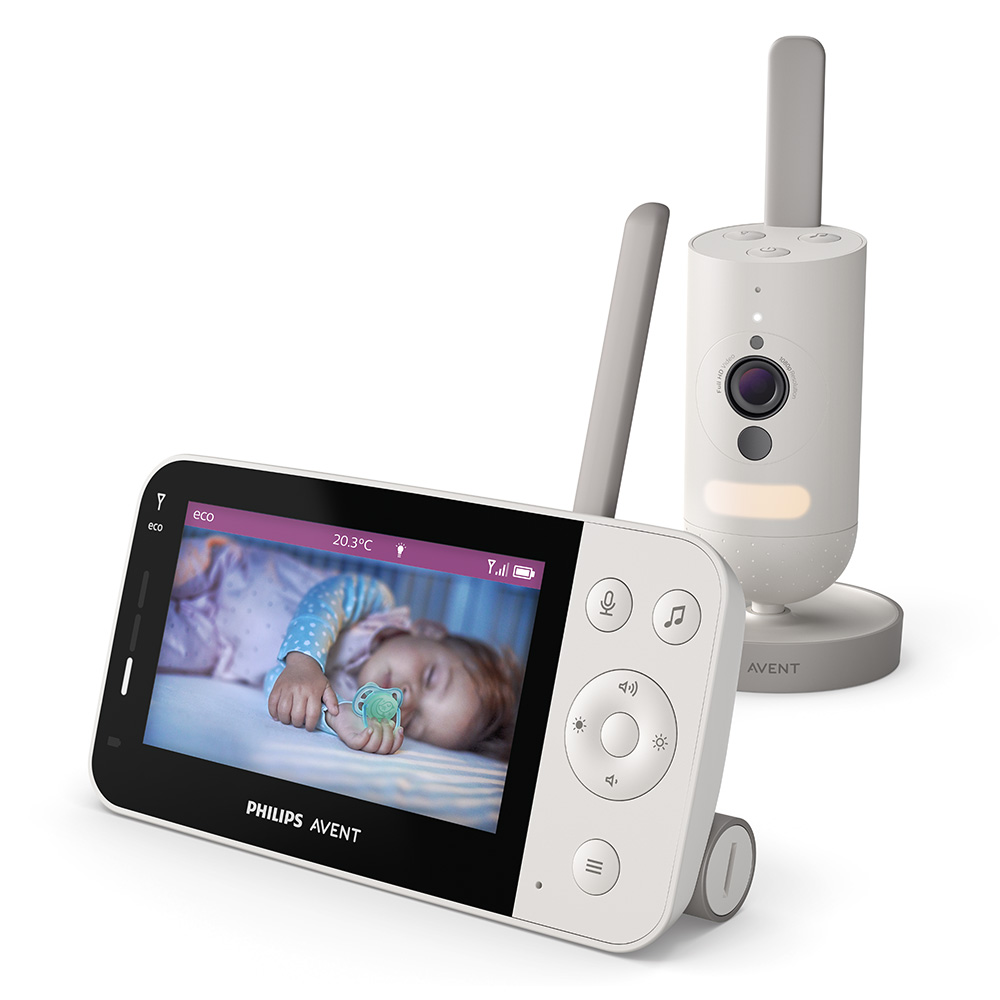 Дигитален видеомонитор Philips Avent SCD953/26 с Full HD камера с нощно виждане, 120° широкоъгълен обектив, 4,3 инча цветен LCD екран, връзка с мобилно приложение