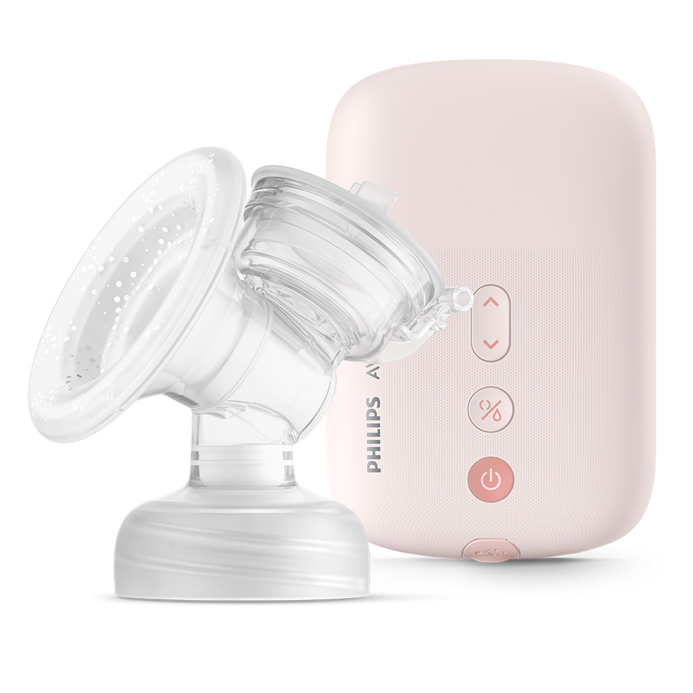 Philips AVENT SCD340/31 Комплект електрическа помпа за изцеждане на кърма Natural Motion Advanced + 4 бр. шишета Natural Response, 5 бр. контейнери VIA, залъгалка, подплънки и четка за почистване