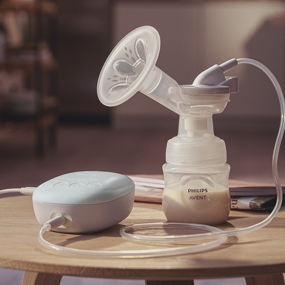 Единична електрическа помпа за изцеждане на кърма Philips AVENT Essential SCF323/11, с мек силиконов уплътнител с унифициран размер