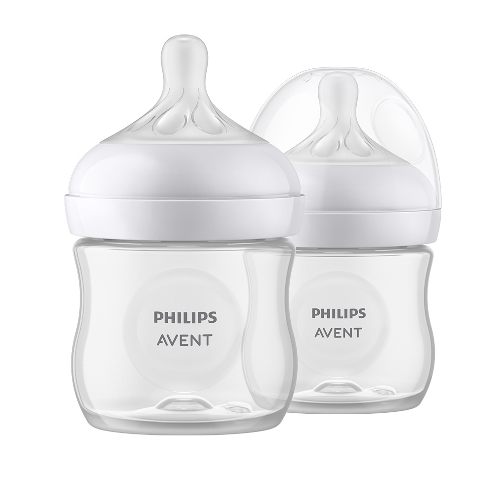 Комплект от 2 бр. шишета за хранене Natural Response 125 мл с биберон без протичане Natural Response Поток 2, 0м+, Philips AVENT SCY900/02